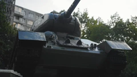 Soviet tank T-34-85 monument. Medium Shot Stock Footage 279064463