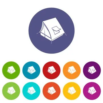 Soviet tent icons set vector color Stock Illustration