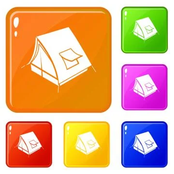 Soviet tent icons set vector color Stock Illustration