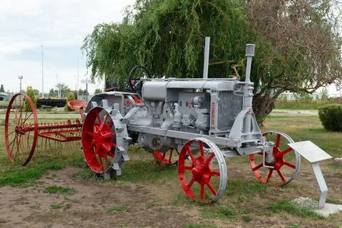 The Soviet tractor "Universal-2" in an open-air museum. Stock Photos