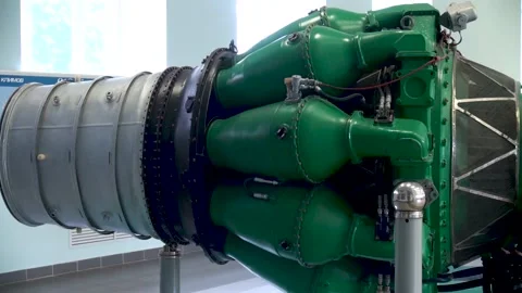 Soviet turbojet engine VK-1 (RD-45) for MiG-15, MiG-17, Il-28, Tu-14 aircraft. Stock Footage 135258068