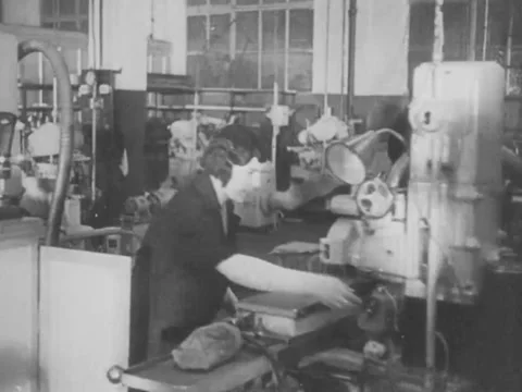 Soviet Union - 1930s: Tracking shot of factory Stock Footage 158069481