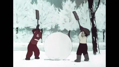 SOVIET UNION - 1958 - In this animated short film, a group of children builds a Video stock 323263949