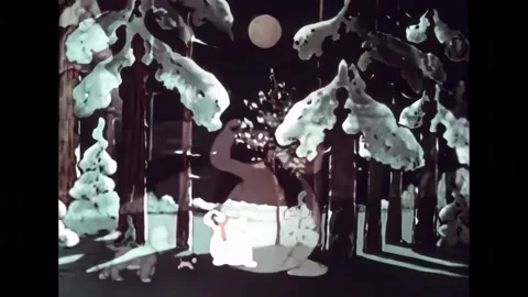 SOVIET UNION - 1958 - In this animated short film, Spunky the Snowman and a dog Stock Footage 323265389