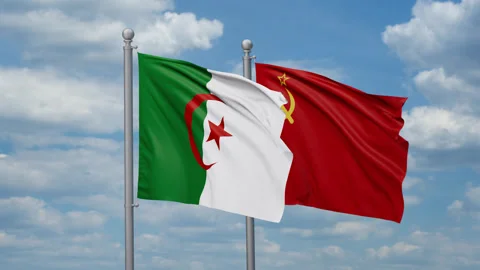 Soviet Union and Algeria two flags Stock Footage 269316306