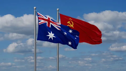 Soviet Union and Australia two flags Stock-Footage 279736619