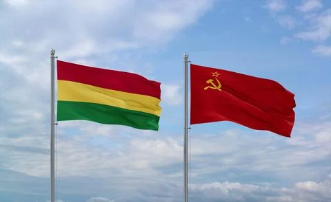 Soviet Union and Bolivia flags, country relationship concept Stock Illustration
