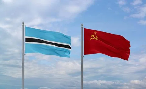 Soviet Union and Botswana flags, country relationship concept Stock Illustration
