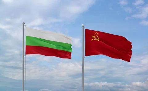 Soviet Union and Bulgaria flags, country relationship concept Stock Illustration