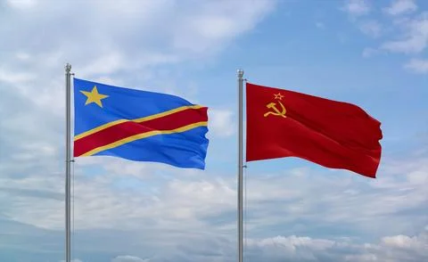 Soviet Union and Congo or Congo-Kinshasa flags, country relationship concept Stock Illustration