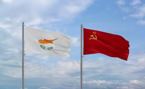 Soviet Union and Cyprus flags, country relationship concept Stock Illustration