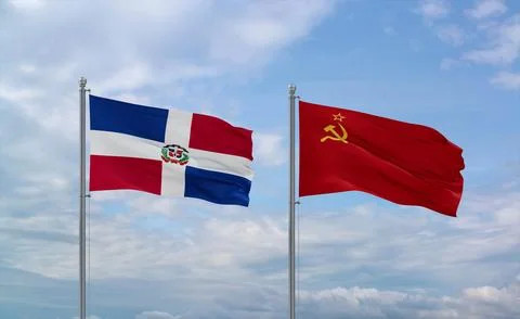 Soviet Union and Dominican flags, country relationship concept Stock Illustration