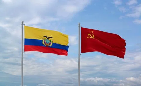 Soviet Union and Ecuador flags, country relationship concept Stock Illustration