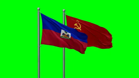 Soviet Union and Haiti two flags Stock-Footage 293733138
