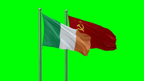 Soviet Union and Ireland two flags Stock Footage 289642536