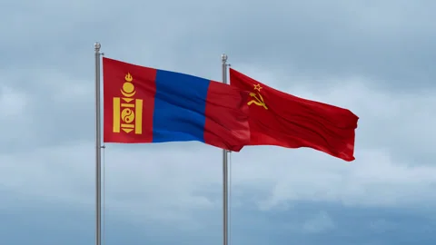 Soviet Union and Mongolia flag Stock Footage 256315721