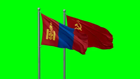 Soviet Union and Mongolia two flags Stock Footage 293734283