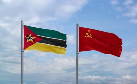 Soviet Union and Mozambique flags, country relationship concept Stock Illustration