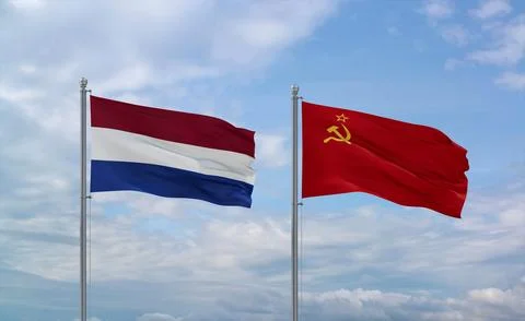 Soviet Union and Netherlands flags, country relationship concept Stock Illustration