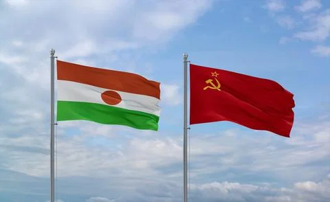 Soviet Union and Niger flags, country relationship concept Stock Illustration