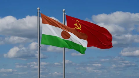 Soviet Union and Niger two flags Stock Footage 287743934