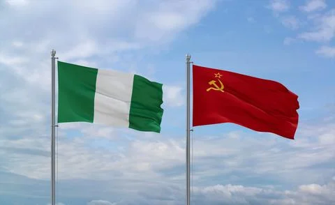 Soviet Union and Nigeria flags, country relationship concept Stock Illustration