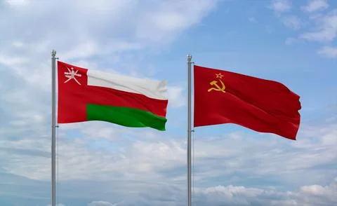 Soviet Union and Oman flags, country relationship concept Stock Illustration