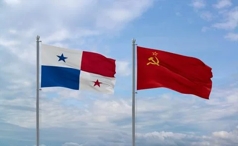 Soviet Union and Panama flags, country relationship concept Stock Illustration