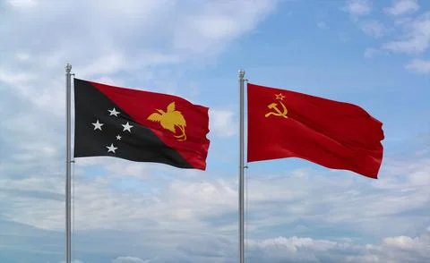 Soviet Union and Papua New Guinea flags, country relationship concept Stock Illustration