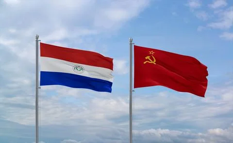Soviet Union and Paraguay flags, country relationship concept Stock Illustration