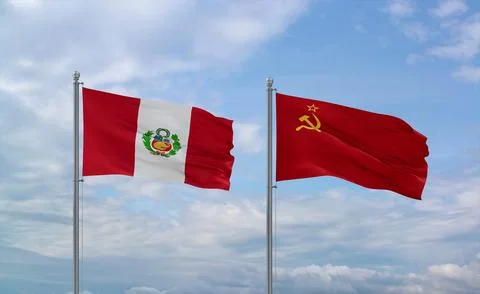 Soviet Union and Peru flags, country relationship concept Stock Illustration