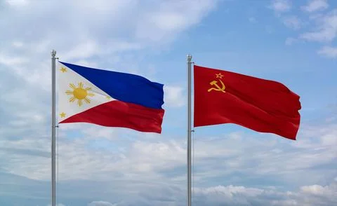 Soviet Union and Philippines flags, country relationship concept Stock Illustration
