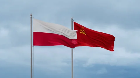 Soviet Union and Poland flag Stock Footage 252428172