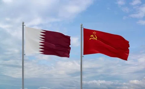 Soviet Union and Qatar flags, country relationship concept Stock Illustration