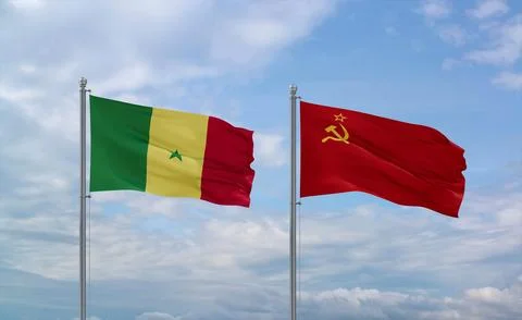 Soviet Union and Senegal flags, country relationship concept Stock Illustration