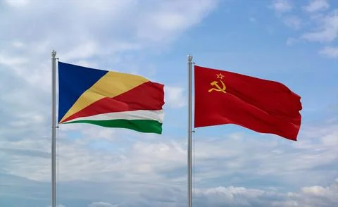 Soviet Union and Seychelles flags, country relationship concept Stock Illustration