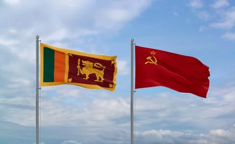 Soviet Union and Sri Lanka flags, country relationship concept Stock Illustration