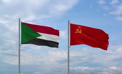 Soviet Union and Sudan flags, country relationship concept Stock Illustration