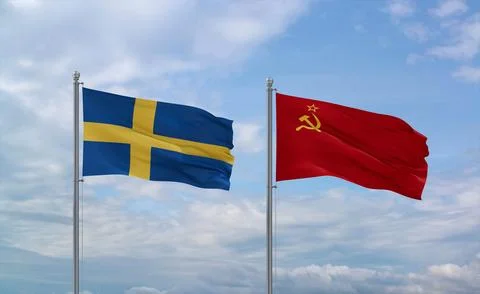 Soviet Union and Sweden flags, country relationship concept Stock Illustration