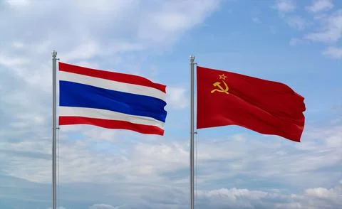 Soviet Union and Thailand flags, country relationship concept Stock Illustration