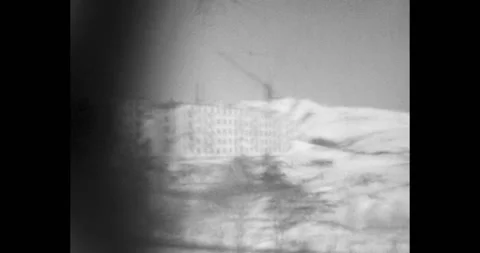 Soviet Union apartment blocks construction in snowy winter, USSR archival video 動画素材 324970629