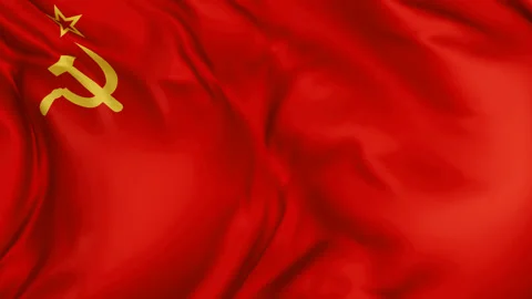 Soviet Union cloth flag background loop Stock Footage 310851100