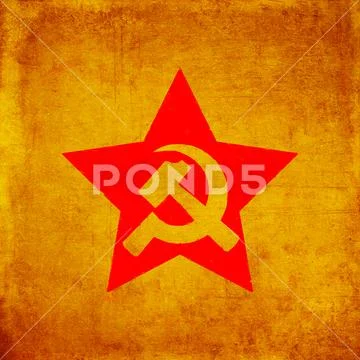Ussr Symbol Star Soviet Union Flag Fragment: Star, Hammer And Sickle