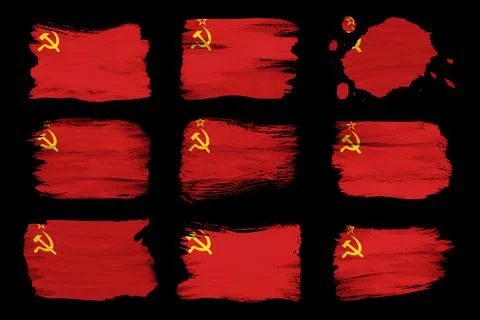 Soviet Union flag brush stroke, national flag Stock Illustration