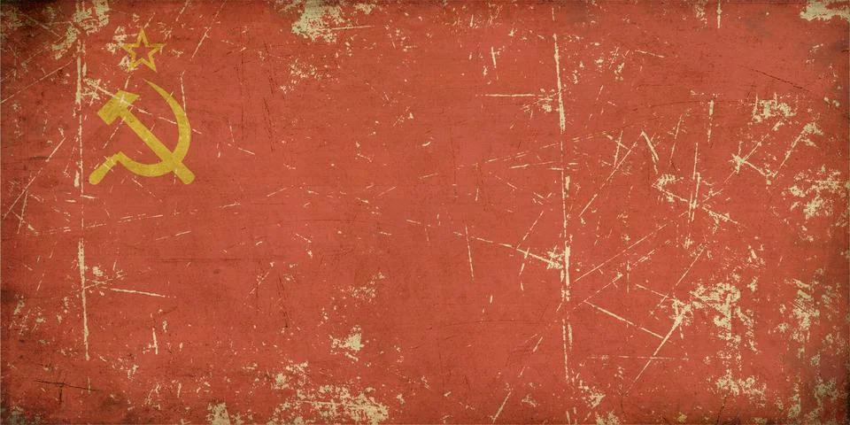 Soviet union flag flat aged Stock Illustration