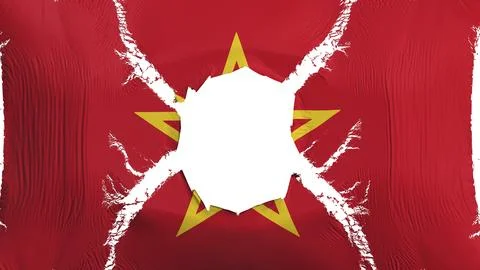 Soviet Union flag with a hole, white background, 3d rendering Stock Illustration