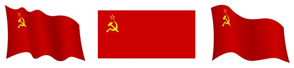 Soviet Union flag, USSR in static position and in motion, developing in wind Illustrazione stock