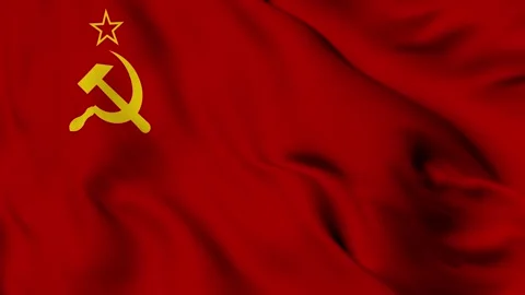 Soviet Union flag video waving in wind, Close up view, perfect loop, 4K footage, Video stock 304825869