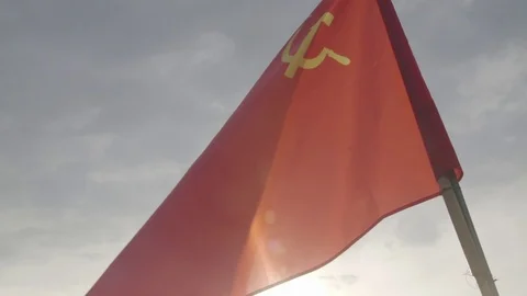 Soviet Union flag waving in the wind. Slomotion Stock Footage 71246207