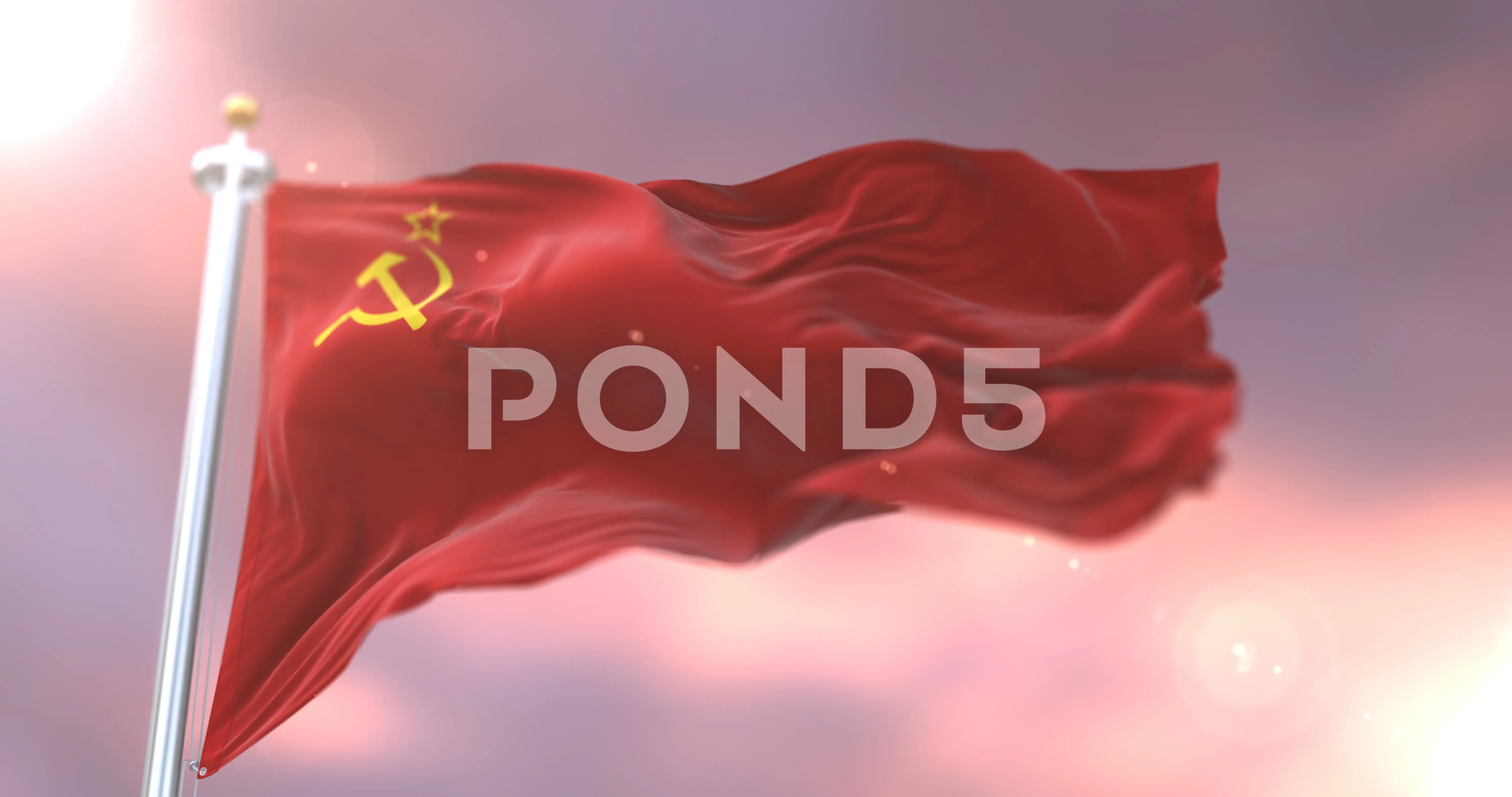 Soviet Union flag waving at wind at suns... | Stock Video | Pond5